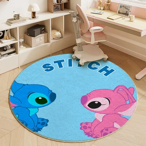 Alfombra de felpa Kawaii Stitch de Disney, alfombras de dibujos animados para sala de estar, dormitorio, habitación de niños, guardería, decoración del hogar, alfombra antideslizante