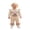 Khaki, variant on Baby Girl Football Romper with Bows Printed Ruffled Long Sleeve Jumpsuits