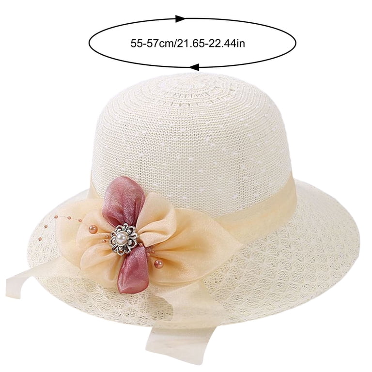 NEW WIDE BRIM FLOWER PEARL WOVEN FLOPPY HAT Amazon.com: Kids ?traw Hat Wide Brim Floppy Woven Sun Visor  main image 4