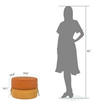 Homebeez Double Layer Stackable Pouf Ottoman, Fabric Modern Round Foot Rest for Bedroom Living Room, Orange