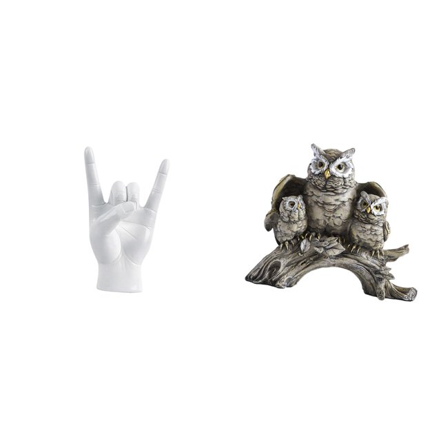 Estatua del gesto de la roca,Figuras de estatuas de dedos con gestos de música rock,Figuras de búho,Figuras de búhos,animales artificiales,artesanías,decoración del hogar,Estatua de búho