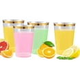 thumbnail image 3 of 100 vasos de plástico de oro rosa – Vasos de plástico transparente desechables premium de 10 oz con borde de oro rosa para bodas o fiestas (100 vasos de oro rosa) Zhivalor HMHZ1056-2, 3 of 7