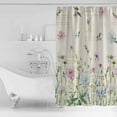 thumbnail image 3 of Shower Curtain, Watercolor Flowers on Letter Waterproof Shower Curtain Set with Hooks for Bathroom Showers,Stalls and Bathtubs,72x72In Retro Field Floral Plant, 3 of 9