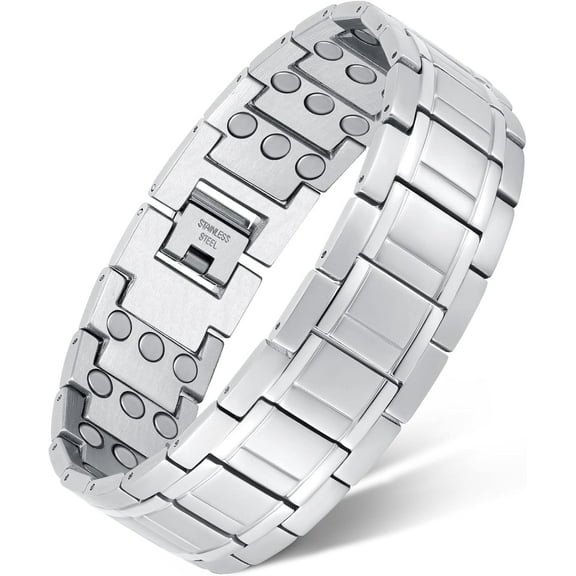 Magnetic Bracelets for Men, Stainless Steel Bracelets with 3X Magnets，8.6inches（22cm）
