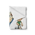 thumbnail image 2 of Soccer Soft Flannel Fleece Blanket, Children Cartoon Drawing Style Kids Playing Football Happy Moments Active Lifestyle, Cozy Plush for Indoor and Outdoor Use, 50" x 60", Multicolor, by Ambesonne, 2 of 5