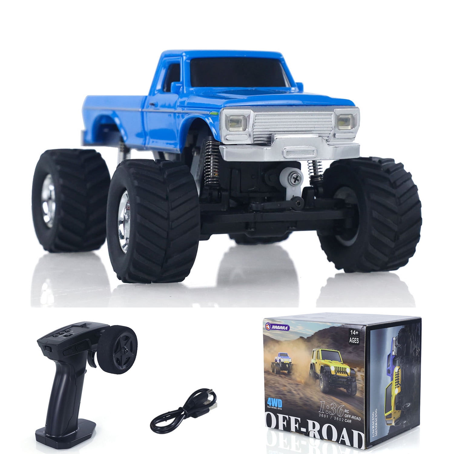JABAILE 3602 1/36 4WD 2.4G Radio Controlled Off Road Vehicles Mini Crawler Car Battery Lights RTR RC Toys Model Children Gift
