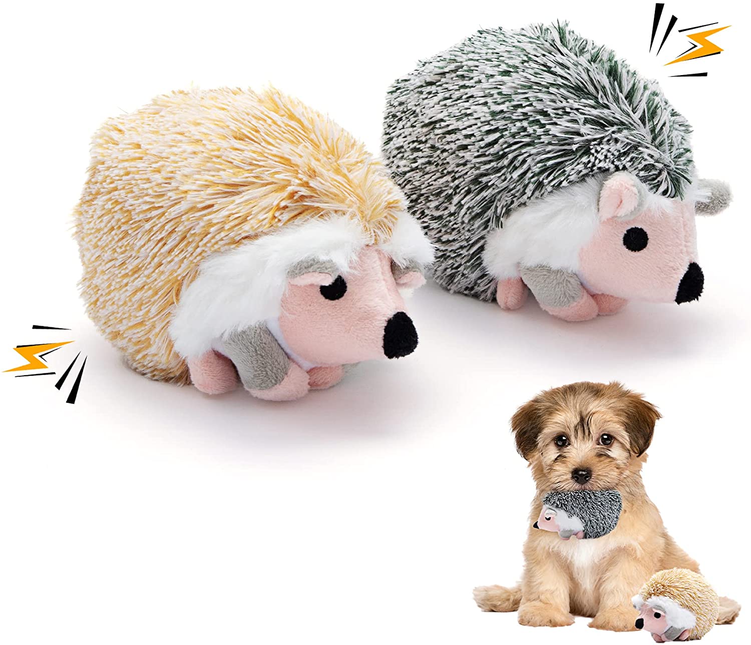 Toozey Cute Hedgehog Dog Toys, Puppy Toys with Squeaky, 5 Inches