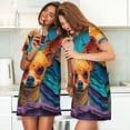 thumbnail image 4 of Fotbe Colorful Textured Chihuahua Bata de Dormir para Mujer con Estampado, Camisón de Algodón de Manga Corta, Ropa de Dormir Casual, 4 of 6