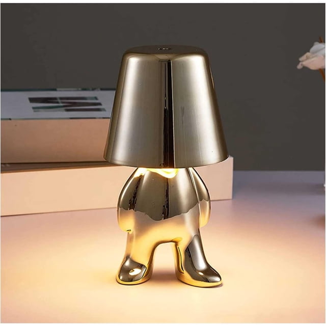 Golden Man Table Lamp | Fun Table Lamp Night Light Thinkers Lamp Art Decor | Decorative Sculpture Home Ornament Table Lamp