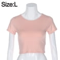 thumbnail image 2 of Top de estilo corto, camiseta ajustada de manga corta con cuello redondo, top para mujer, 2 of 6