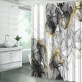 thumbnail image 3 of Gray Marble Shower Curtain Modern Abstract Gold Stripees Ombre Marble Texture Watercolor Creative Bathroom Decor Fabric Curtain with Hooks，70x70 Inches, 3 of 6
