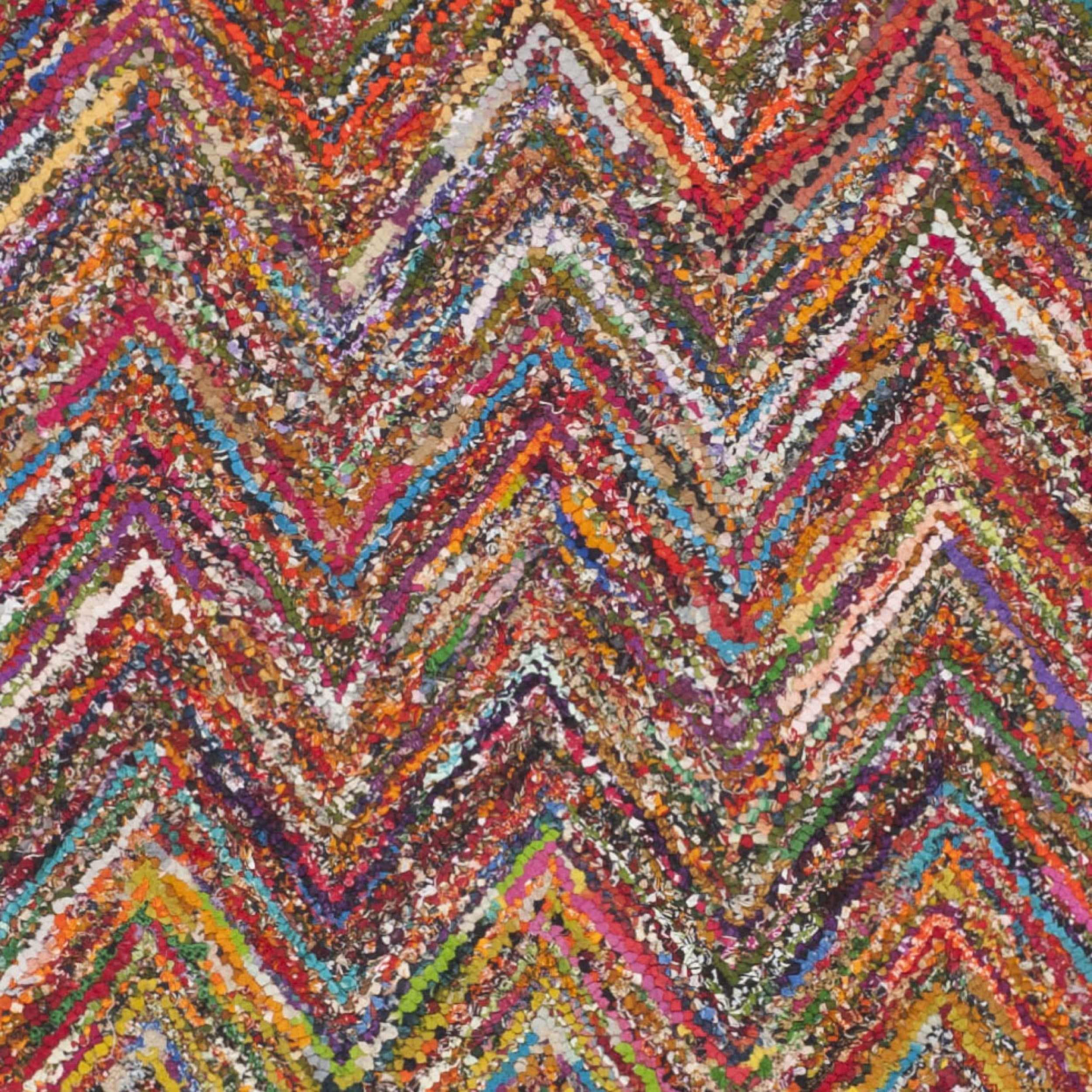 SAFAVIEH Nantucket Akilah Zigzag Stipes Cotton Area Rug, Blue/Multi, 11' x 15'