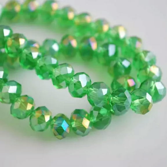 EOEMY 3mm 4mm 6mm 8mm 10mm 12mm Ab Rondelle Faceted Crystal Glass Loose Beads Lot-15A) Green Ab-3X2mm (100Pcs)