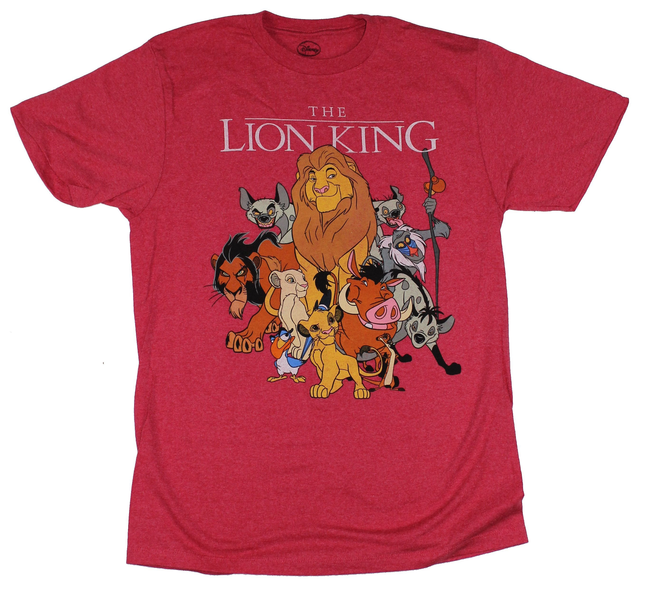The Lion King Mens T-Shirt - Giant Cartoon Cast Group Image (X-Large ...