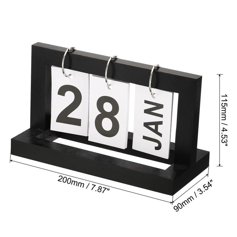 Uxcell Vintage Wood Perpetual Calendar, Wooden Flip Calendar Turn