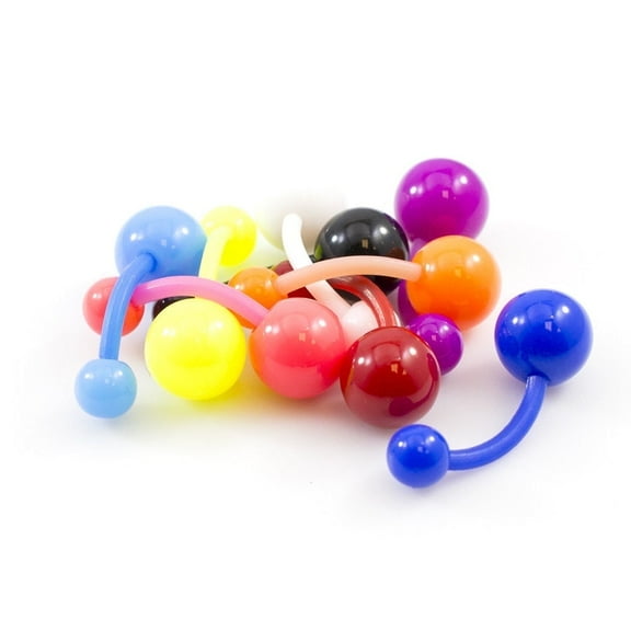 Belly Button Ring Package of 9 Acrylic Navel Rings 14g