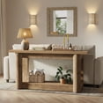 thumbnail image 2 of 63-Inch Farmhouse Console Table, Narrow Long 2-Tier Storage Sofa Table Behind Couch For Hallway, Entrance & Living Room (Brown), 2 of 10