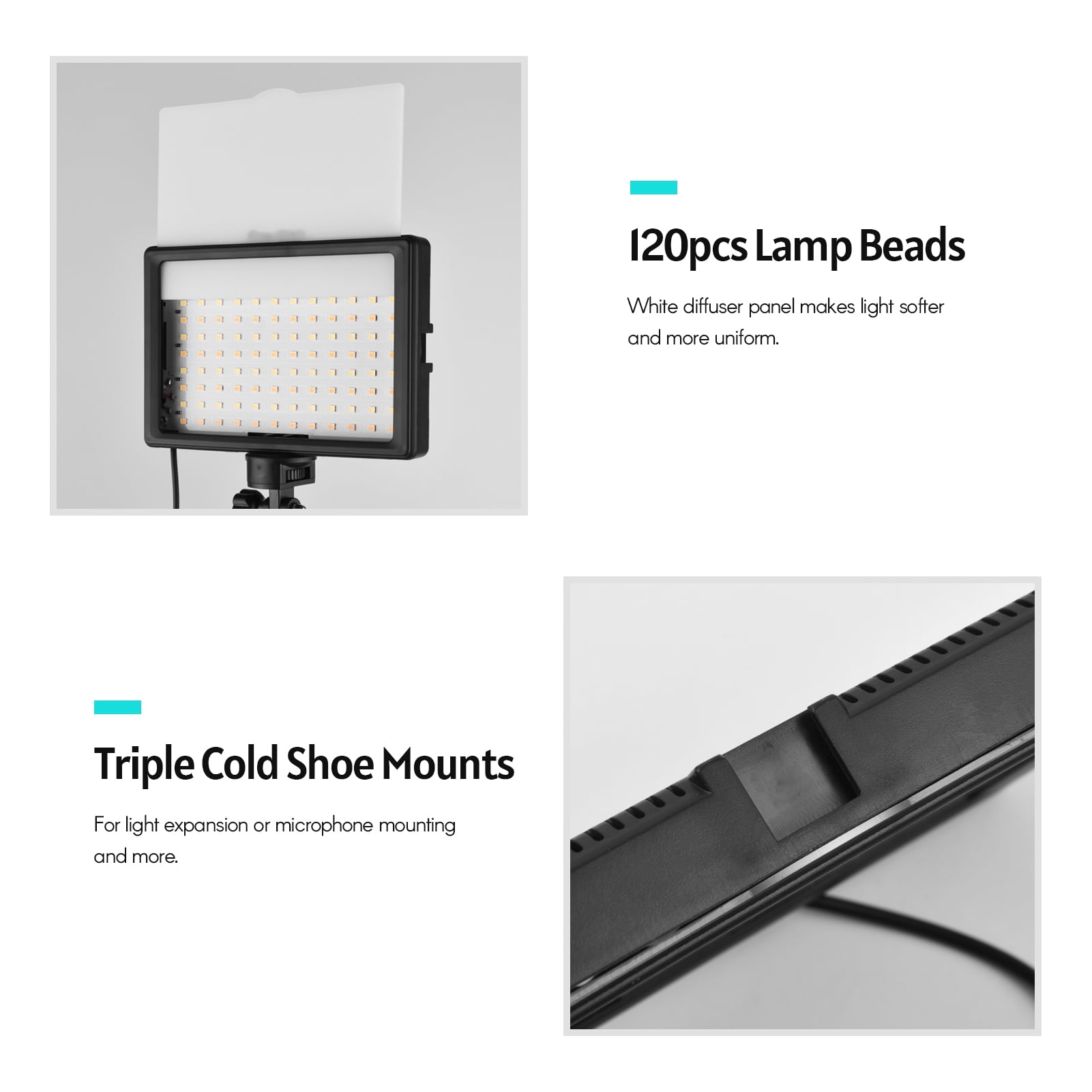 Photography Lamp,120pcs Beads Dimmable Kit 3200k-5500k 120pcs Beads Dimmable With Dsfen Led Video Kit Adjustable Stand 5pcs Usb Led Video With Adjustable Stand Kit 3200k-5600k 120pcs