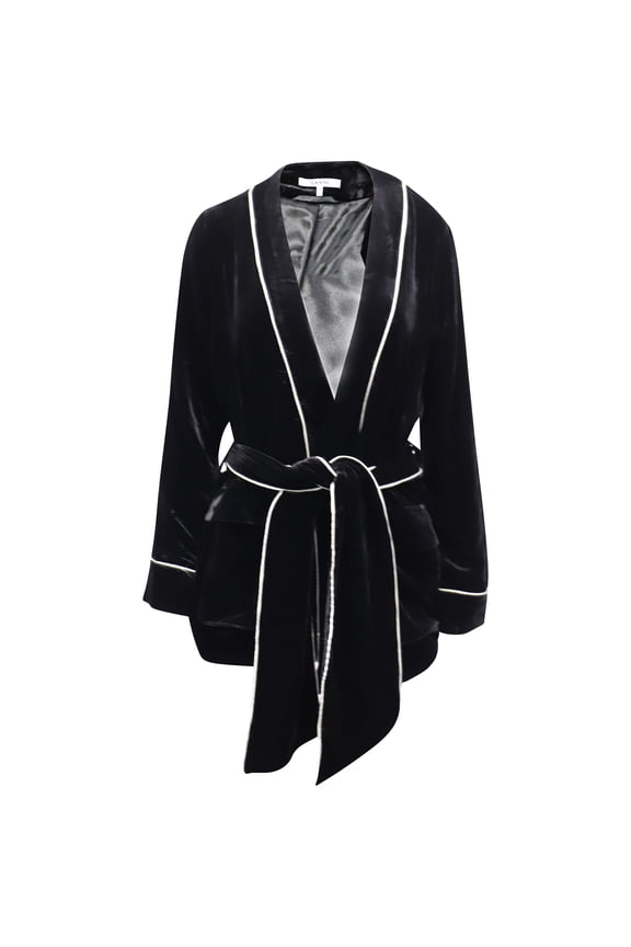 Pre-Owned Ganni Rodier Velvet Jacket in Black Rayon
