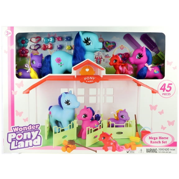 Wonder Pony Land 45 Piece Mega Horse Ranch Set