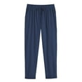 thumbnail image 4 of Womens High Waisted Pants Hontri Workout Leggings Women's Spring Leisure Elastic Solid Straight Tube Casual Button Pants, Blue M, 4 of 5