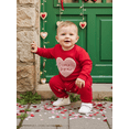 thumbnail image 5 of BemeyourBBs Newborn Baby Valentines Day Outfit Heart Embroidery Romper Casual Long Sleeve Round Neck Jumpsuit Cute Infant Spring Clothes, 5 of 9