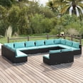 thumbnail image 1 of vidaXL 12 Piece Garden Lounge Set with Cushions Black Poly Rattan, 1 of 4