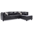 thumbnail image 2 of Malone 111 in. Black Faux Leather 4-Seater Sectional Sofa with 2-Throw Pillow, 2 of 5