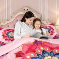 thumbnail image 4 of Erosebridal Geometric Art Twin Comforter Sets,Elegant Paisley Feather Bedding Set,2pcs,1 Comforter and 1 Pillowcase,Pink Reversible, 4 of 7