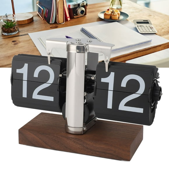 Mechanical Flip Clock, Flip Desk Clock 24H Vintage Battery Powered Knob Adjust for Home