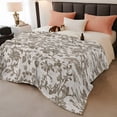 thumbnail image 2 of Farmhouse Brown Throw Blanket, Flannel Fleece Blanket with Striped Design for Couch, Vintage Flower Leaf Botanical Plant Soft Breathable All Season Plush Blankets for Loveseat Sofa Bed 60"x80", 2 of 9