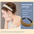 thumbnail image 4 of Qarigey Diademas con cuentas de cristal con purpurina, tocado de punto Flexible para el cabello, tocado para mujer, fiesta, colorido brillante Accesorio para el cabello amarillo oro Qarigey AP010971-25B, 4 of 5
