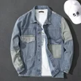 thumbnail image 2 of Abrigo de Jeans para Hombre Empalmado Gris con Oveja Chaquetas de Mezclilla Hombre Cálidas Acolchadas de Lana Mangas Anchas Acolchado Corea de Tela Talla L Vaquero, 2 of 5