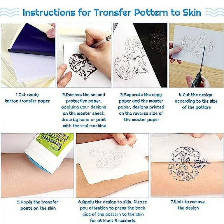 Tattoo Transfer Papers, 50pcs Transparent Tattoo Stencil Transfer Paper,  Clear Pattern Thermal Tattoo Transfer Film Paper for Tattoo Transfers