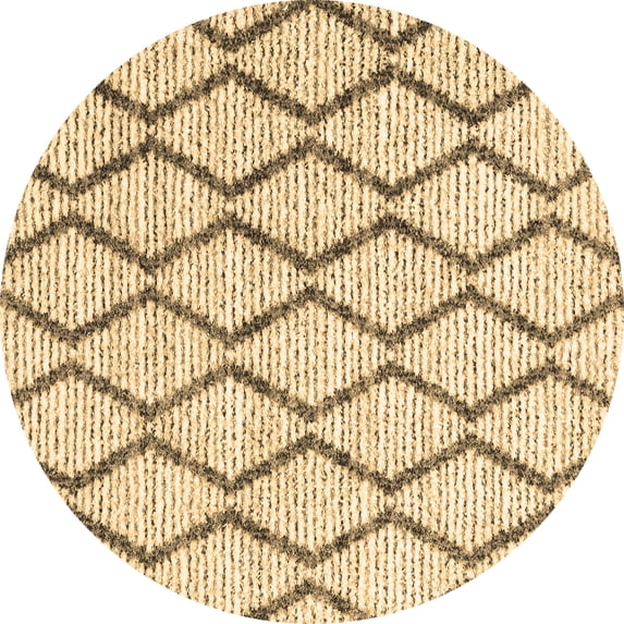 Ahgly Company Indoor Round Trellis Brown Modern Area Rugs, 6' Round