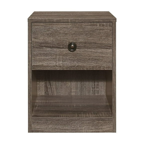 Home Design KD Night Stand with Drawer and Open Shelf, Gray, Easy assembly