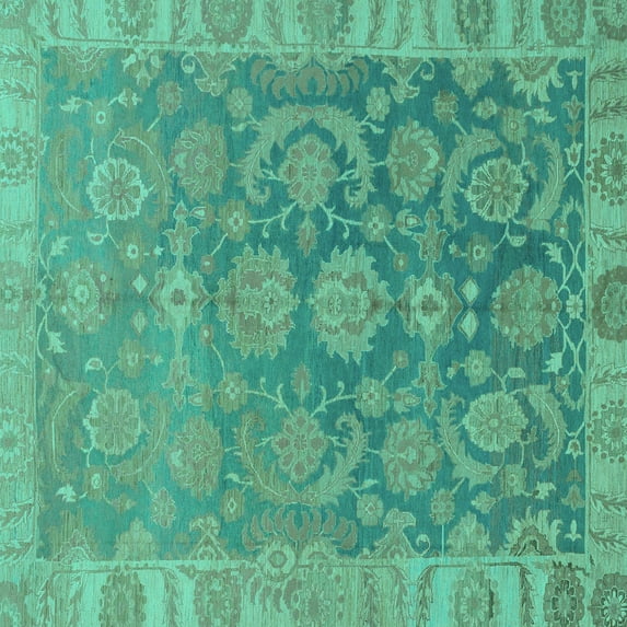 Ahgly Company Indoor Square Abstract Turquoise Blue Modern Area Rugs, 7' Square