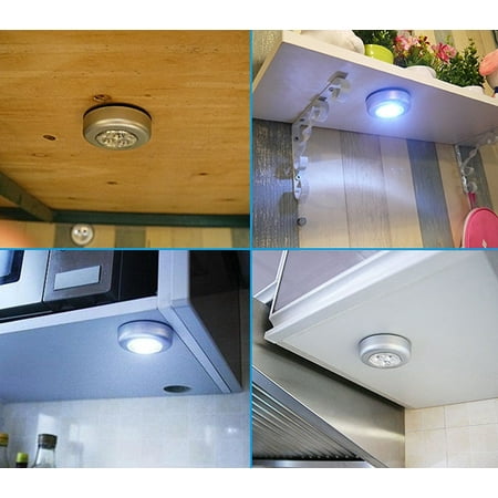 

8 PCS 3 LED Touch Push On/Off Light Self-Stick On Click Battery Operated Lights