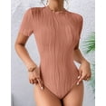 thumbnail image 4 of Bodysuits for Womens Crew Neck Short Sleeve Body Suits Going Out Outfits Summer Leotards Tops Onesie Shirts Dirty Pink M, 4 of 7