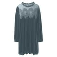 thumbnail image 4 of DHFJKG Women Dresses Casual Lace Embroidery Ruffle Crewneck Long Sleeve Flowy A-Line Mini Dress Elegant Soft Tunic Trendy Dresses, 4 of 5