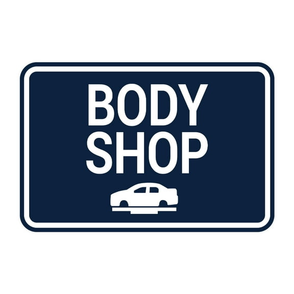 Signs ByLITA Classic Framed Body Shop Sign (Navy Blue / White) - Large