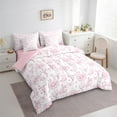 thumbnail image 3 of Manfei Western Cowgirl 7-Piece Twin Bedding Sets,Floral Cactus Bedding Comforter Set,Kawaii Bow Breathable Sheet Sets,Microfiber Teenagers Bedroom Decor,Reversible, 3 of 8