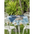 thumbnail image 2 of Blue Easter Bunny Outdoor Tablecloth - 54 Inch Round Dining Table Cover, Spring Daisy Modern Ombre Striped Waterproof Outdoor Table Cloth with Umbrella Hole & Zipper for Picnic/Patio/Party, 2 of 7