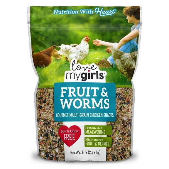 Love My Girls Fruit & Worms Gourmet Multi-Grain Chicken Treats, Granules, 5 lb. Bag