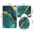 thumbnail image 3 of Teal and Gold Marble Glitter Dots Pattern Bathroom Rugs Sets 3 Piece,Toilet Cover Set,Absorbent Non Slip Bathroom Mats Sets with U-Shaped Contour Rug Toilet Rug Set, 3 of 5