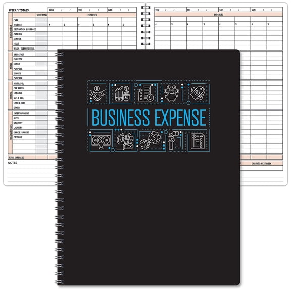 Global Printed Products Business Expense Accounting Journal 8.5" x 11" Black/Blue (GPP-0116)