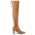 thumbnail image 3 of Unique Bargains Women's Rhinestone Block Heels Over Knee High Boots, 3 of 7