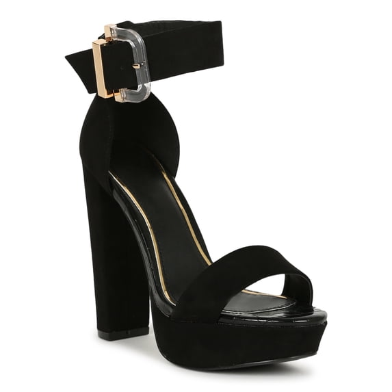 Open Toe Lucite Buckled Chunky Platform Heel 19881