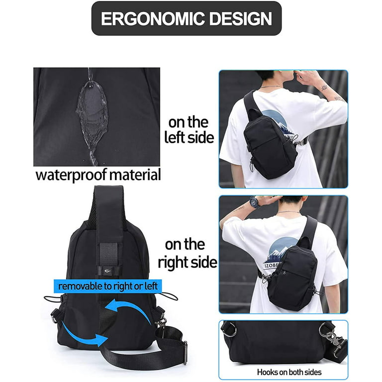Men Women Shoulder Bag Sling Crossbody Chest Nylon Travel Outdoor Backpack