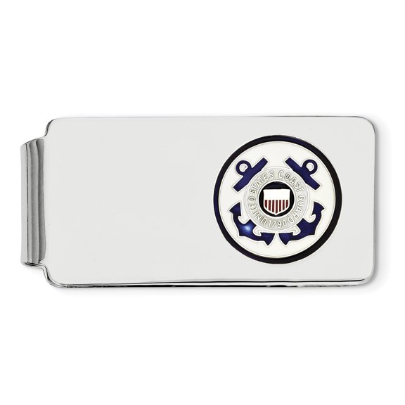 Beautiful Sterling Silver Rhodium-plated U.S. Coast Guard Money Clip
